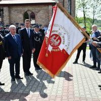 100-lecie OSP Pstroszyce I - sztandar odznaczony „Złotym Znakiem Związku Ochotniczych Straży Pożarnych Rzeczpospolitej”