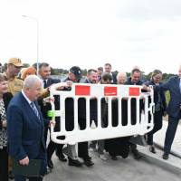 Wiadukt w Uniejowie Rędziny - otwarcie z udziałem władz Powiatu Miechowskiego i gości